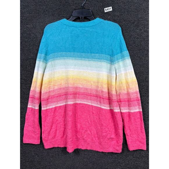 GAP Tunic Crewneck Rainbow SweaterWomens Size L Spaceday Blue Long Sleeve - Picture 2 of 6